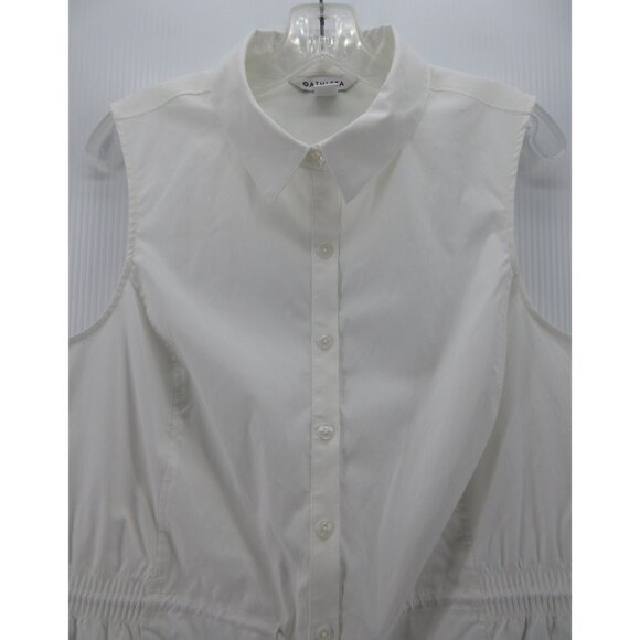 Athleta Top 1X Plus Levitate Poplin Tank Blouse Cinch Waist NEW * - Picture 2 of 13